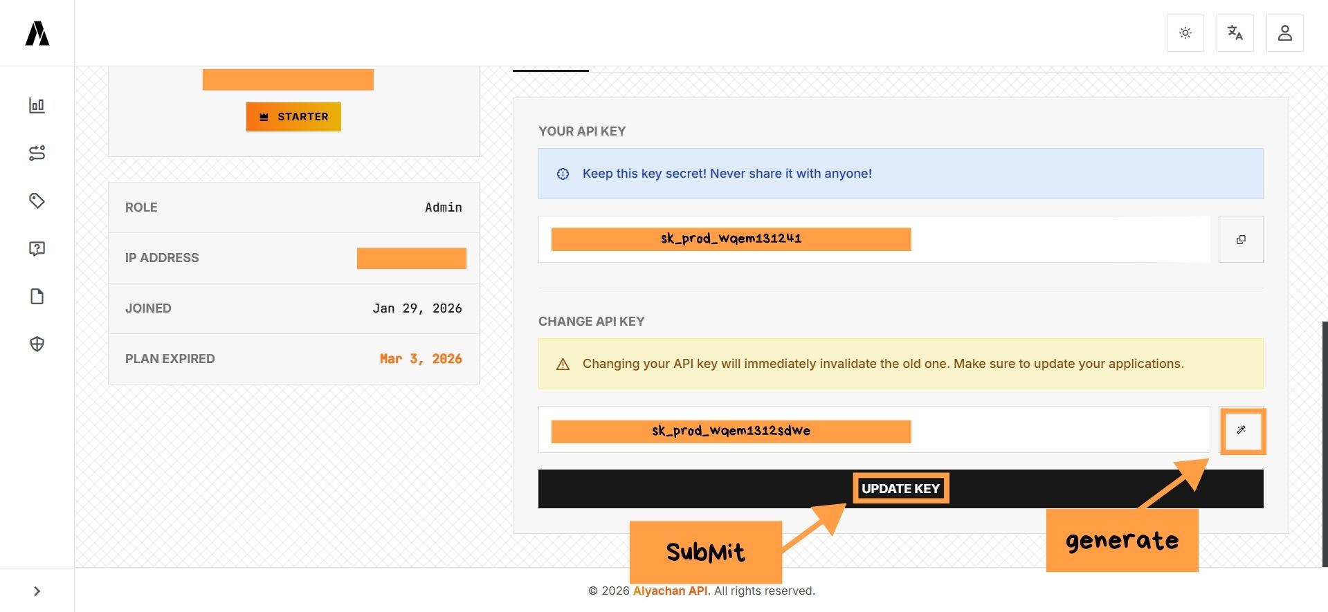 API Key Dashboard